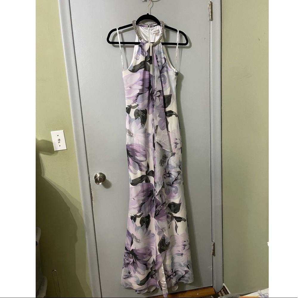Calvin Klein Formal Floral Maxi Halter Dress | Size 2